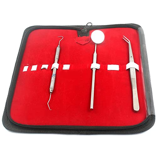 AA PRO 3 PCS Dental Hygiene KIT - Includes Dental Pick, Anti Fog Mouth Mirror, Tweezers- Professional Grade Dentist Approved Tools A+ Quality