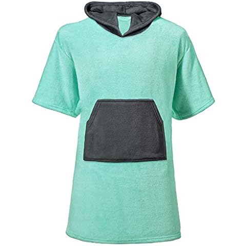 CelinaTex Happyfun Surf Poncho 52 x 85 cm mint anthracite changing robe kangaroo pocket women men children micro flannel Cover