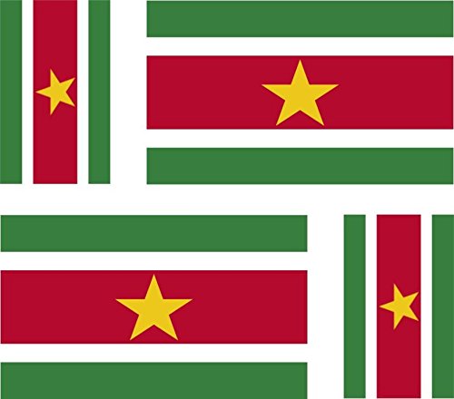Akachafactory 4 x Autocollant Sticker Voiture Moto Valise pc Portable Drapeau Suriname surinam