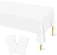 Vista 36 de Mulbozy 2 manteles de plástico con lunares rosas y blancos para mesa rectangular, fundas de mesa de fiesta de confeti de puntos rosas para baby