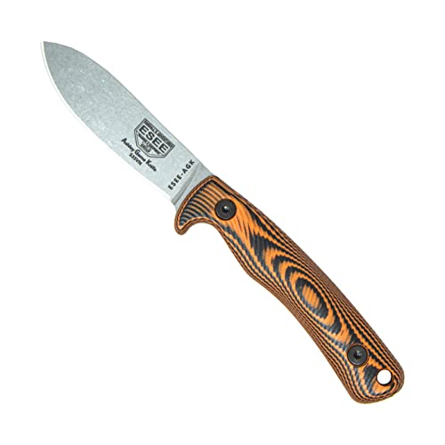 ESEE Knives Ashley Game Hunting Skinning Knife w/Sheath, Made in USA (Orange/Black/S35V/Kydex Sheath)