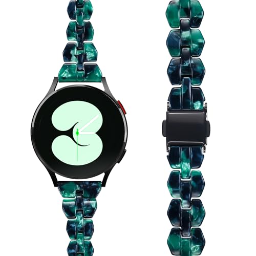 BAIHUIAM Correas de resina compatibles con Galaxy Watch 7/6/5/4/FE Band 40mm 44mm mujer, correa delgada de 20mm para Galaxy Watch 6/4 Classic 43mm 47mm 42mm 46mm, verde