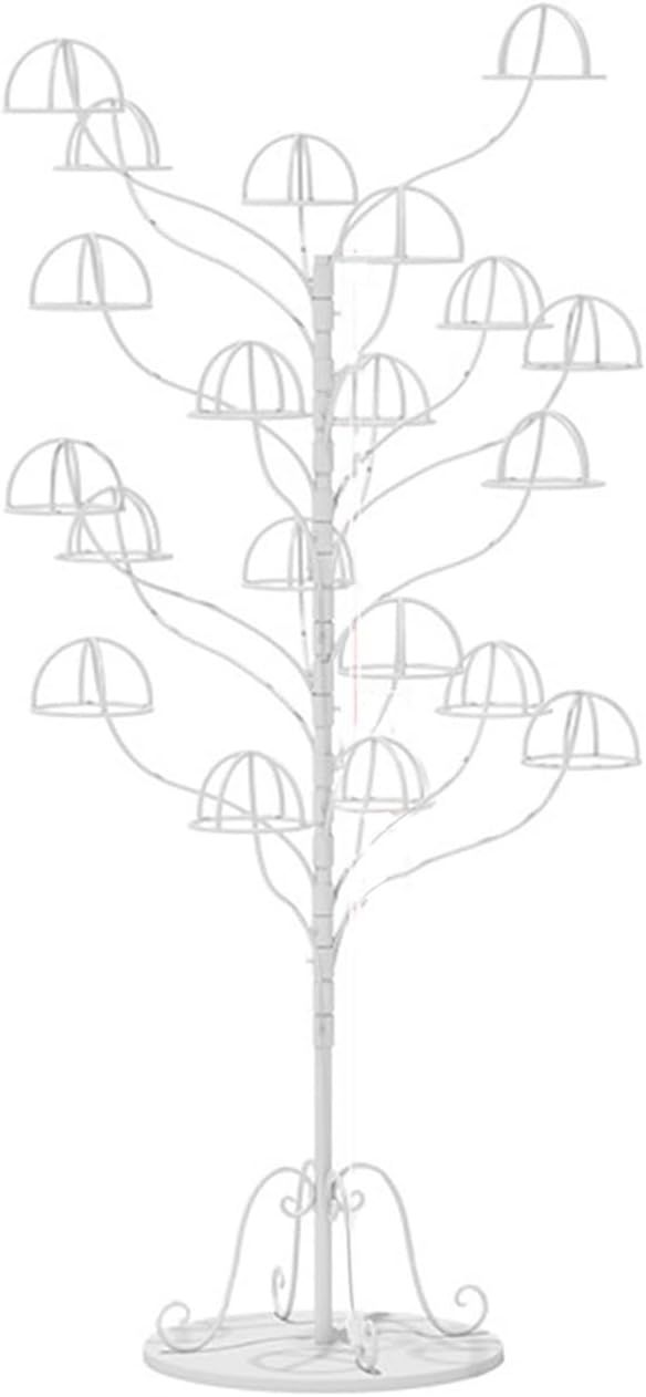 Hat Display Rack Stand, Vertical Tree Structure, 20 Circular Hat Support, Metal Freestanding Home Store Retail Hat Holder, Wigs Cowboy Hat Helmets Caps Storage Shelf (White),White