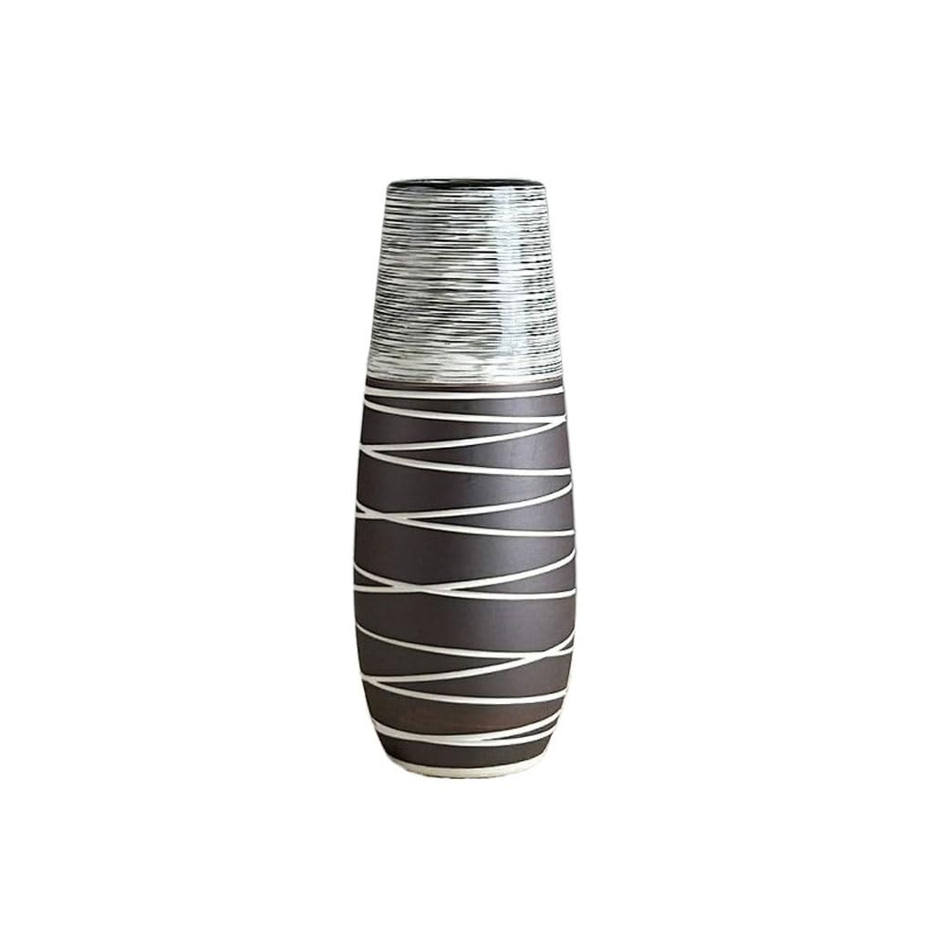 Vase Chinese Style Ceramic Flower Vessel Hotel Living Room Table Flower Arrangement Ornaments Ceramic Vase(C)