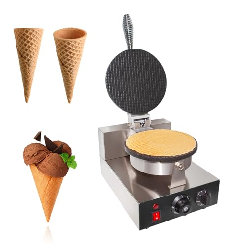 MáQuina Para Hacer Conos De Helado - MáQuina Comercial Para Hacer Conos De Waffle De 1200 W | MáQuina Para Hacer Conos De Huevo De Acero Inoxidable Con Control De Temperatura Y Tiempo,Single-220V