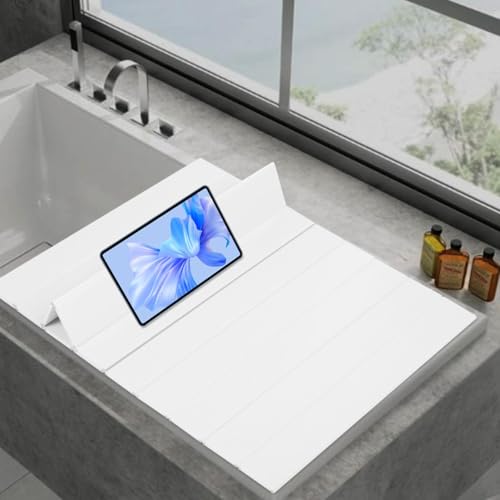 Bathtub Cover - Foldable Bathtub Cover, Tub Cover for Bathtub, 59''L x 31.5''W, PVC Bath Tray, Bath Insulation Cover, Foldable Bathtub Board for Salons, Hotels, Homes, Spa (White 59''L x 31.5''W)