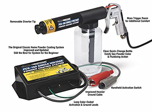 Image of Eastwood PCS-150 Powder Coating System | Innovative Single Voltage with Minimal Overspray and Larger Ground Clamp | Powder Coating Machine with Clear Bottle