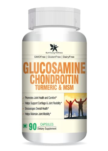BumYoung Wellness Glucosamine Chondroitin MSM & Turmeric Boswellia Helps in Bone, Joint & Cartilage Support Relief for Back, Knees & Hands 90 Capsules BumYoung Wellness Glucosamine Chondroitin MSM & Turmeric Boswellia Helps in Bone, Joint & Cartilage Support Relief for Back, Knees & Hands 90 Capsules