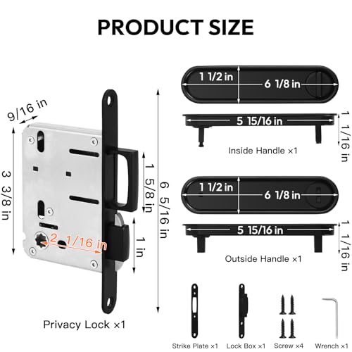 HBL' Pocket Door Lock with Handles - Keyless Privacy, 2-in-1 Pocket Door Handles, Fits Solid Wood Doors 1-1/2" to 2" Thick, Black by HBL' - Used condition - Image 7