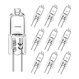 AHEVO G4 Halogen T3 10 Watt 140lm G4 Bi-Pin Bulb AC/DC12 Volt for Under Cabinet Puck Light, Chandeliers, Track Lighting, 10W 12V Warm White 2700K (10 Pack)
