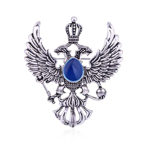 Image of Double Headed Eagle With Winged Stone Detailing Lapel Pin Badge Coat Suit Jacket Wedding Gift Party Shirt Collar Accessories Brooch