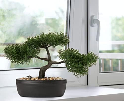 Artificial Bonsai Tree Fake Plant Tree, Artificial Japanese Bonsai Decoration Faux Plants, Houseplants Potted Indoor for Home, Office, Desk, Windowsill Decor (Cedar)