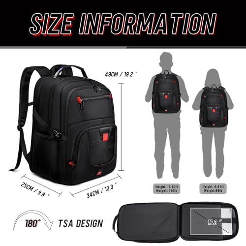Z-MGKISS Travel Backpack,Extra Large Travel Laptop backpack, Travel Backpack for Men Women with TSA Airline Approved Luggage Bussiness Backpack, Black by Z-MGKISS - Image 3