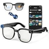 AI Smart Glasses with Camera, 4K 800W HD Video Recording Glasses with Audio, Bluetooth Sunglassess with Camera, Real-Time Translation, Voice Assistant, Object Recognition, Hands-Free Music Calls