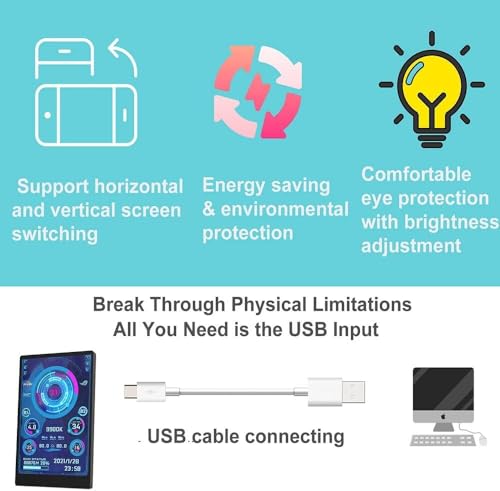 Image of 3.5 inch IPS USB Mini Screen AIDA64 PC CPU RAM HDD Computer Temperature Data Monitor Type-C Display Sub Screen