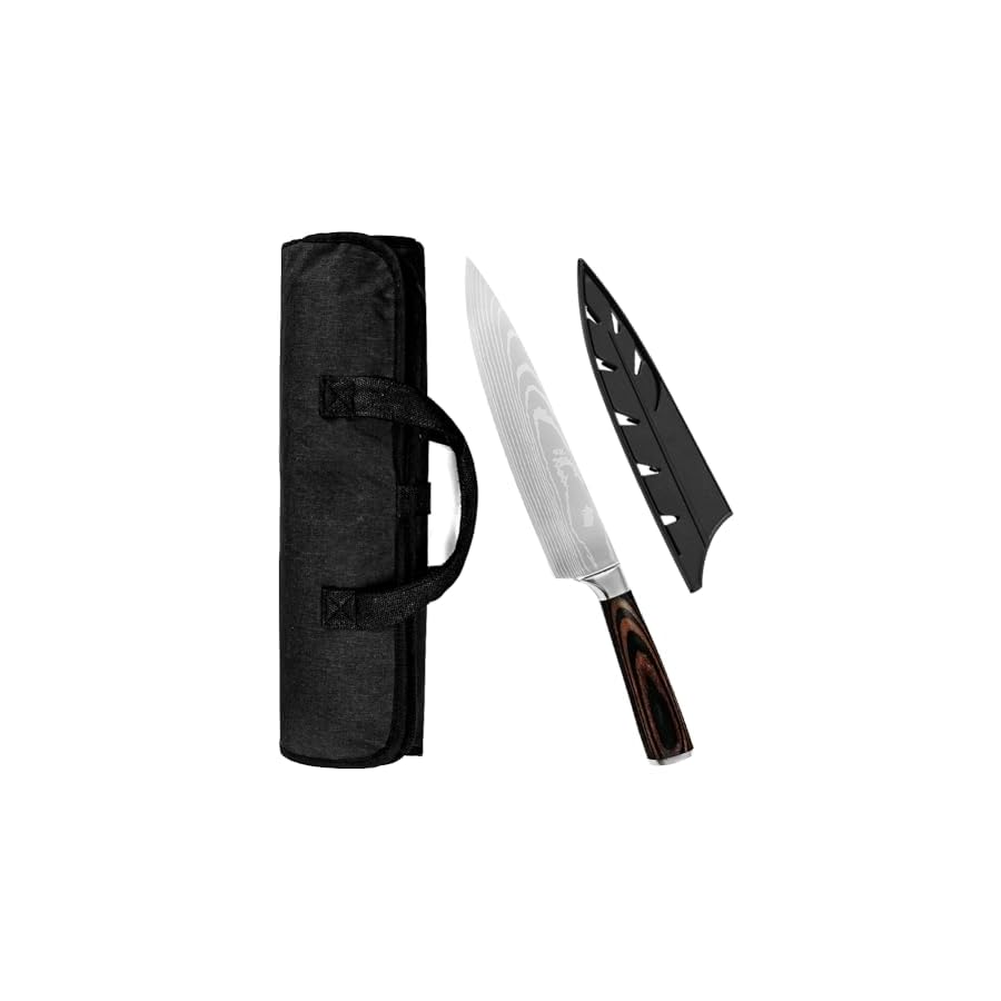 STEADY HOME™ Professional Chef Knife Set, 8 Pieces High Carbon Stainless Steel Masterchef Knives with Knife Sharpening Rod Roll Bag and More Kitchen Gadgets, Ultra Sharp Kitchen Knives Set