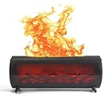 Romanplux Flame Fireplace Aroma Diffuser-Aromatherapy Essential Oil Diffusion-7 Flame Colors-Noiseless Clean air-Wood Shape-nimi Tabletop Fireplace humidifier Perfect for Home Bedroom Office （Black）