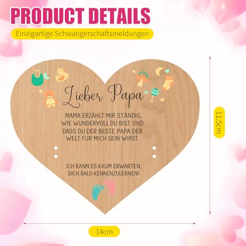 PIujsym Schwangerschaft Verkünden Holzplättchen Mit Box - Hi Papa Baby Verkündung,Schwangerschaftsverkündung, Du Wirst Papa,Werdender Papa Geschenk, Schwangerschaft Verkünden Karte Aus Holz