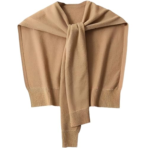 WaJuemy Fake Sweater Shawl Wraps for Women Sweater Knitted Knotted Shawls Wrap Travel Casual Scarf Shawls Cape Shoulder Tops Fashion Wrap (8Taupe)