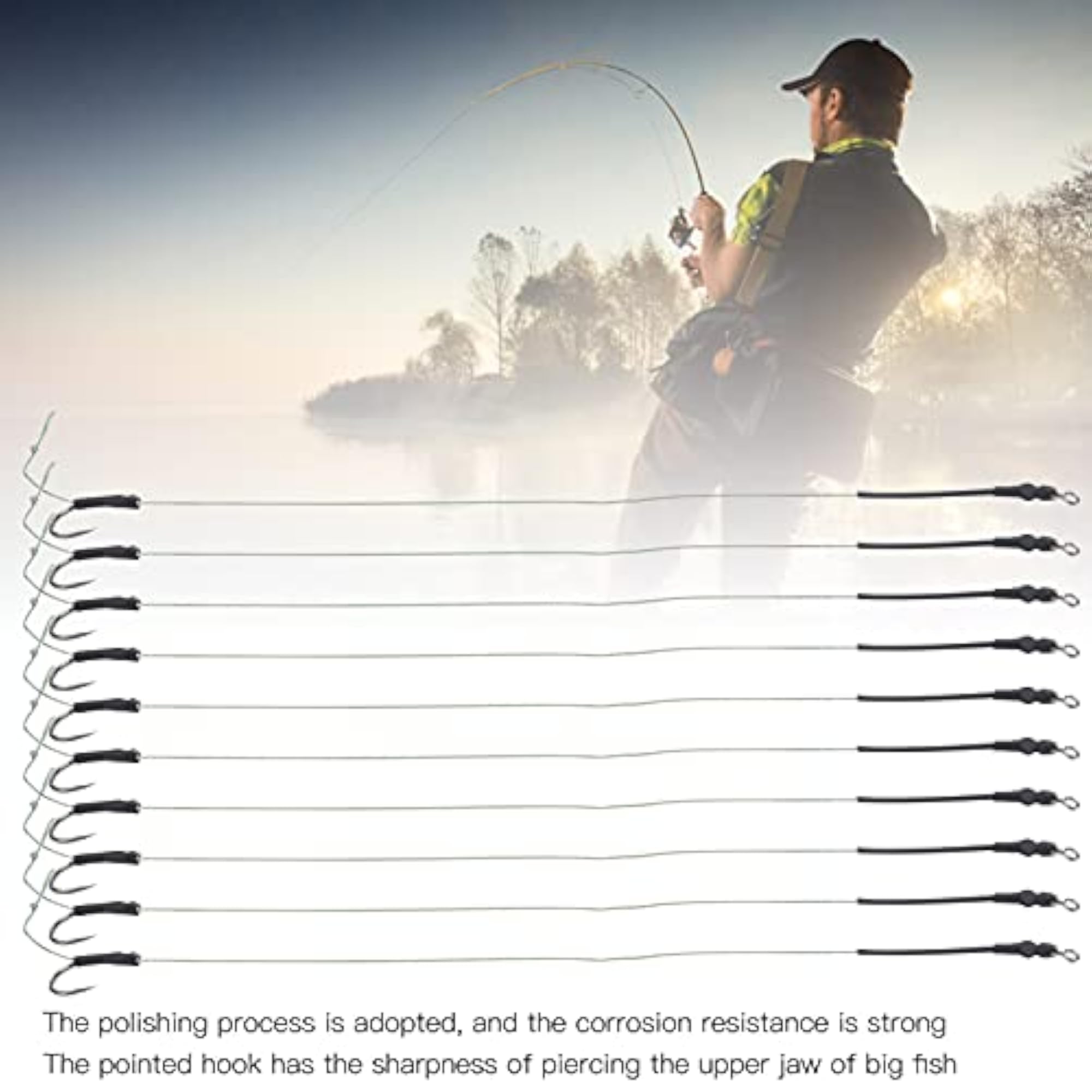 Fishing Hair Rigs Set, Strong Bait Wire Hook 5 Pack
