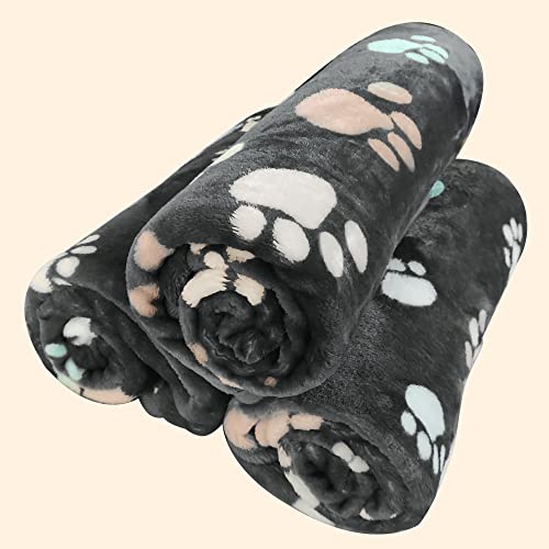 Dog Blankets For Medium Dogs,3 Pack Dog Cat Blankets,Small Blankets For Pets,Soft Pet Mat Throw For Kennel Crate Bed,Paw Print Small Dog Blankets Waterproof Pet Blanket 30" X 20" #TOP1