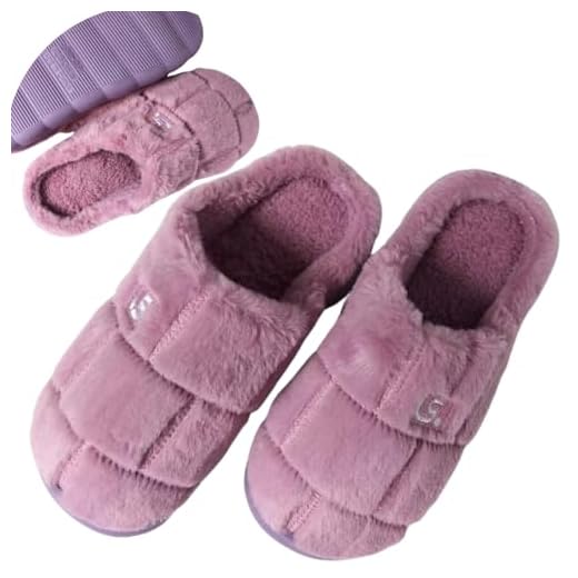 Pantufa Chinelo premium Sola Antiderrapante Super Quentinha Feminino pelucia Unissex Adultos Conforto Facilidade de Uso (ROXO, BR, Adulto, Numérico, 34)