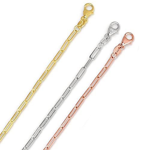 14K Rose Gold 2.1Mm Paperclip Chain Necklace 16"-24", 20" #TOP3