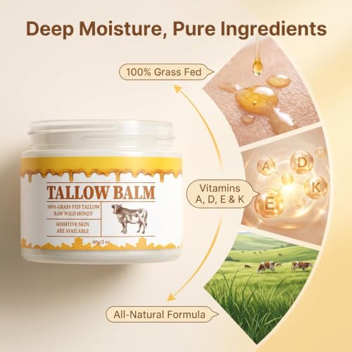 LUFENITY 100% Organic Grass-Fed, Unscented, Deeply Nourishing Skin Care—Beef Tallow Face & Body Moisturizer Balm with Raw Wild Honey, Olive Oil & Vitamin E — view 2