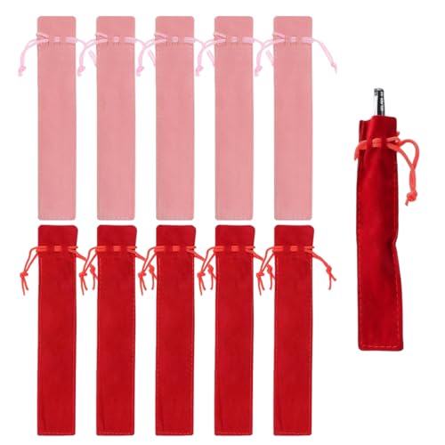 Bolsa de Lápices de Terciopelo, 10 Piezas Bolso de Terciopelo Individual, Bolso de Bolígrafo Portátil