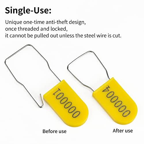 Image of 1000PCS Plastic Padlock Security Seals Metal Wire Padlocks Electric Meter Seal Disposable Anti-Tamper Lock Numbered Anti Tamper Tag Hasps Yellow