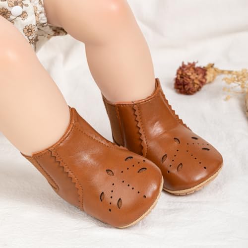 Image of Meckior Baby Girls Cowboy Tassel Boots Side Zipper Moccasins Soft Bottom Non-Slip Toddler Shoe