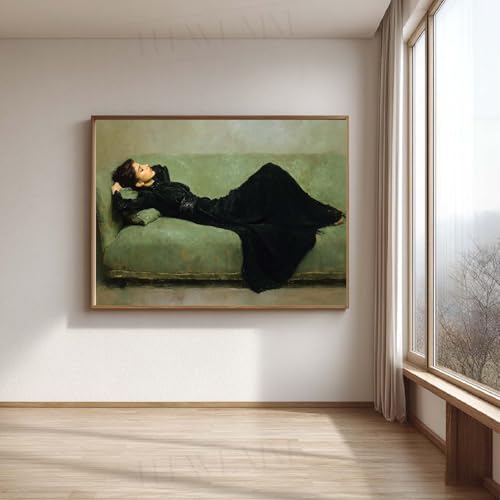 HTWLMM Vintage Femme Allongée sur le canapé Tableaux Affiche Sans Cadre Toile Peintures Murale Art Salon Chambre Décor À La Maison (30X60CM,A1)