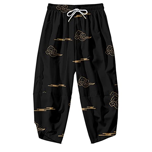 Image of DOSLAVIDA Men's Japanese Kimono Jacket Set Stylish Open Front Coat With Shorts Chinese Style Printed Cardigan Suit