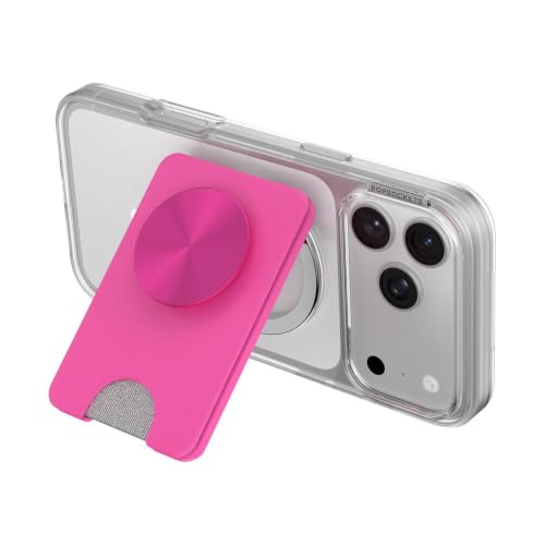 Image of PopSockets Kick-Out Wallet for MagSafe, Adjustable Kickstand, Magnetic Stand, Hot Pink - Fuchsia