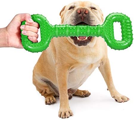 Feeko Dog Toys for Aggressive Chewers Large Breed 15 inch Interactive Dog Toy Large Long Lasting Dog Toys with Convex Design Natural Rubber Tug-of-war Toy for Medium Large Dogs Tooth Clean(Green)