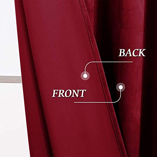 Image of RYB HOME Extra Long Velvet Curtains 102 inches for Sliding Patio Glass Door | Energy Saving, Thermal Privacy, UV Heat Blocking, for Living Room Bedroom Dining Room, Ruby Red, W52 x L102, 2 Panels