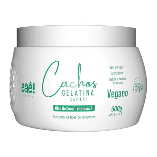 Gelatina Capilar Vegana Cachos 500g Óleo de Coco Vitamina Define e Modela Cachos - Eaê!
