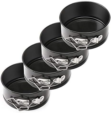 AFYHA 4 Inch Mini Non-stick Springform Pans Set 4 Piece Small Round Leakproof Cheesecake Pans with Removable Bottom for Mini Cheesecakes, Pizzas and Quiches