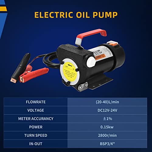 Dwvo 12V Dc Portable Electric Fuel Transfer Pump 175W Diesel Pump With On/Off Shut Off For Kerosene Oil Commercial Fuel Transfer Extractor Pump Motor Auto #TOP1