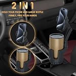 Cup Holder Phone Mount for Car,2 in 1 Universal Cup Holder Expander Adjustable Base with Phone Mount,Long Neck with 360°Rotation Phone Holder for Car for iPhone,Samsung and All Phones,Men Father Gifts