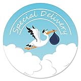 Big Dot of Happiness Boy Special Delivery - Blue It’s A Boy Stork Baby Shower Circle Sticker Labels - 24 Count