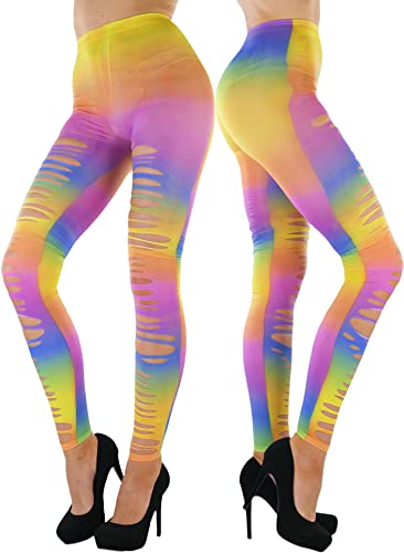 Image of ToBeInStyle Women's Slashed Ripped Shredded Distressed Hosiery Tights Leggings Music Festival