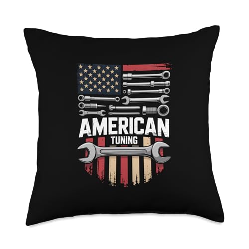 American Tuning Car Tuning Mechanic Tools Throw Pillow
