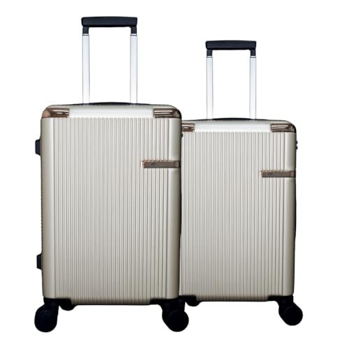 Kit 2 Malas Modernas de Bordo Paris, Padrão Anac, Rodas Duplas 360º p e Pp World Onboard (Dourado)