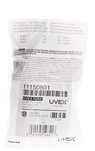 Uvex By Honeywell 11150801 Fuse Safety Eyewear Gunmetal Frame, Gray Lens With Anti-Scratch Hardcoat #TOP1