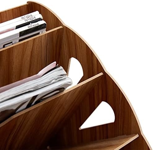 TUKAILAi Wooden Office Desk Letter Tray Organiser, Office File/Document A4 Paper Storage Rack, 5 Tier Corner Storage File Tray, DIY Desk Stationary Rack for Office, School, Home Desktop Tidy