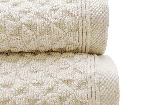 Towels Beyond - 6 Piece Luxury Bath Towels Set For Bathroom - 100% Cotton, Soft Textured And Super Absorbent Bath, Hand And Washcloths Towels (2 Each), Ivory #TOP7
