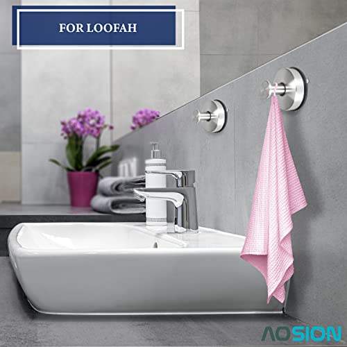 Aosion 4Pcs Sus 304 Stainless Steel Suction Cup Hooks Shower Hook Suction Hangers,Removable For Bathroom,Kitchen,Towel,Brushed Finished, Silver (Style B) #TOP4