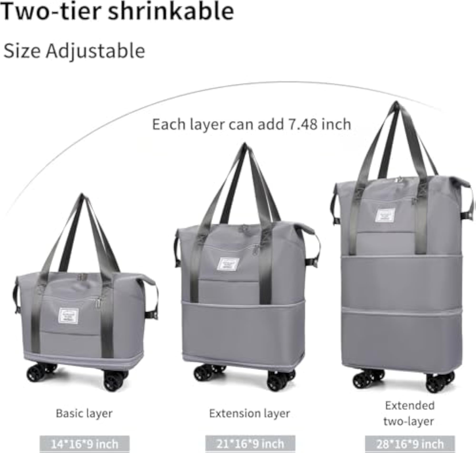 Women's Large Capacity Folding Travel Tote Bag, Waterproof