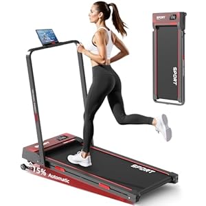 Laufband für Zuhause, Treadmill mit elektrisch Verstellbarer Steigung 15％, 1-12 km/h, Walking Pad und laufband klappbar 4 in 1 mit Fernbedienung/LED-Anzeige, Ipad/Handy-Holder.